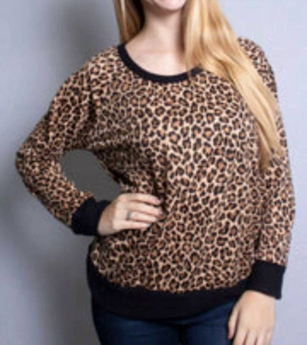 NEW B FLAWLESS women's animal print raglan top in brown